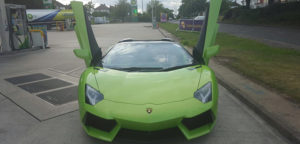 This Lamborghini Aventador Roadster is available for hire anywhere in UK.