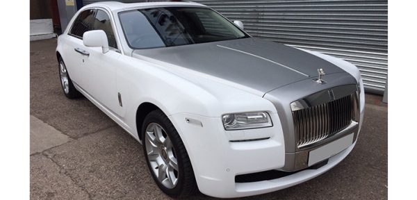 This Rolls Royce Ghost is available for hire anywhere in UK.