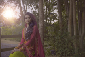 Hindu bride photography in photo shoot in the park. Birmingham UK.