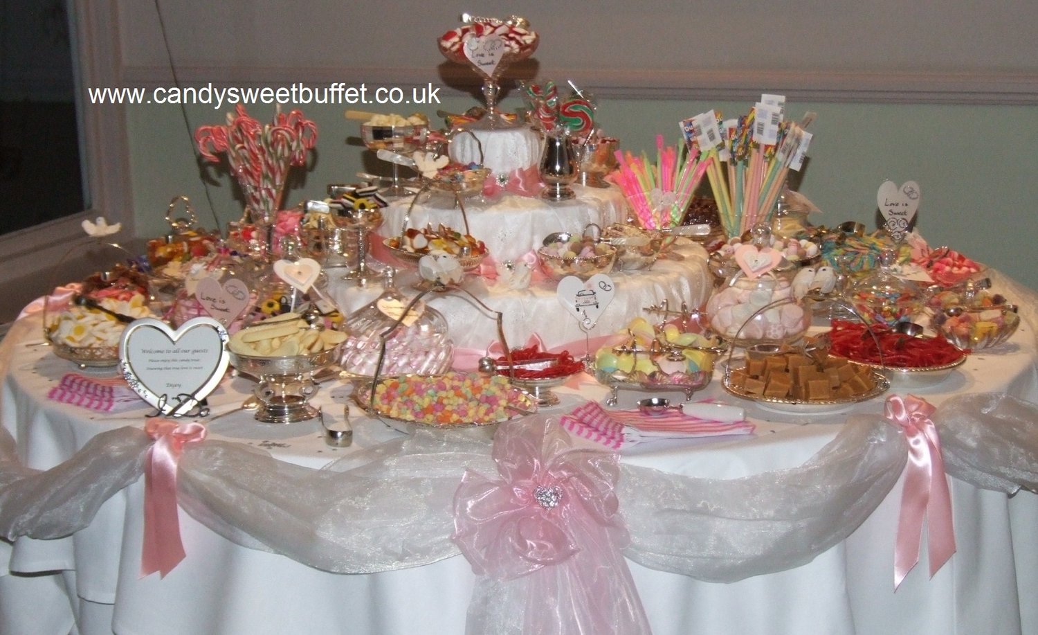 Wide range of sweets availabe for wedding sweets buffet table hire